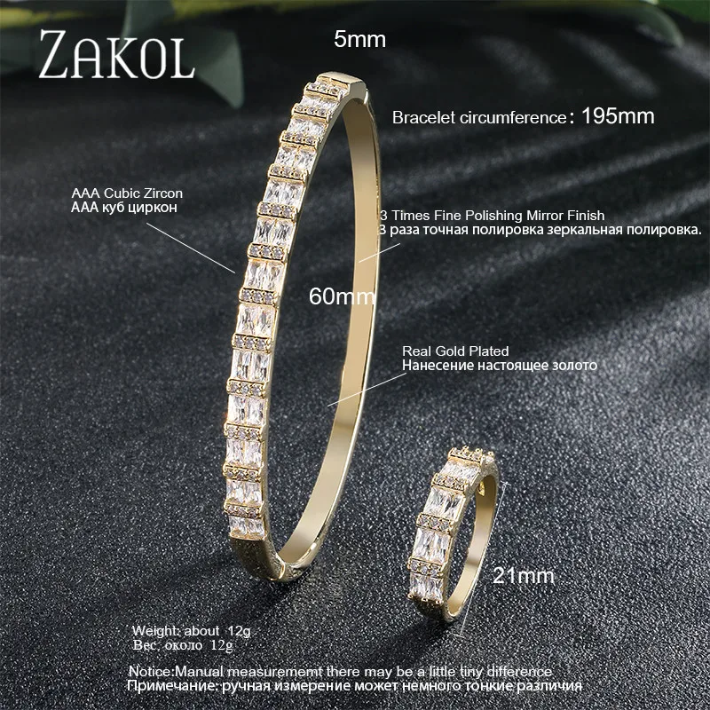 Новое поступление Классические свадебные ювелирные изделия ZAKOL с кубическим