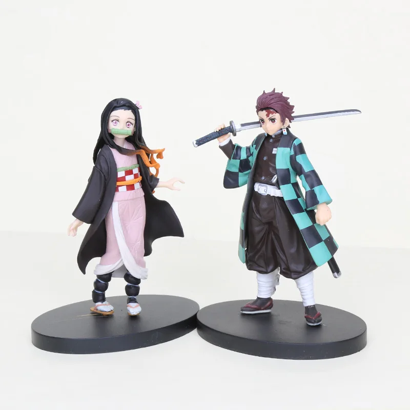 Набор из 2 новых 16 см аниме Demon Slayer Tanjirou Kamado Kimetsu no Yaiba Kamado Nezuko ПВХ фигурка Коллекционная модель куклы