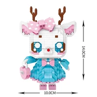 hot creative classical anime cartoon fawn deer animal figures model bricks mini micro diamond building block toys for child gift