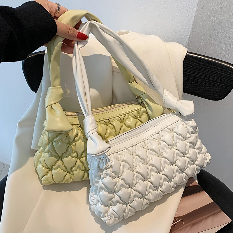 

Плиссированная Сумка-тоут в клетку для подмышек, Новинка лета 2021, женская дизайнерская сумка из мягкой искусственной кожи, роскошная брендо...