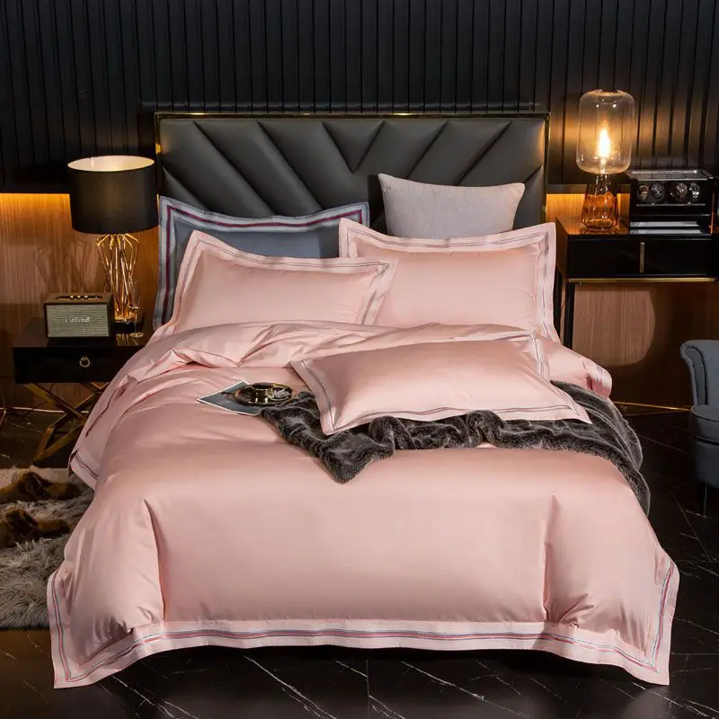 

Luxury Soft 1000TC Egyptian Cotton Hotel Duvet Cover Set Flat Bed Sheet Pillowcases Blue Gray Red Queen King Size Bedding sets