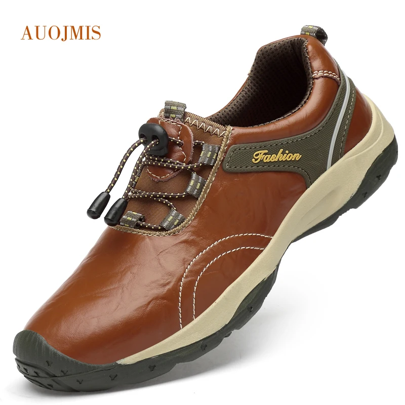 Новая Осенняя повседневная обувь мужская кожаная на плоской подошве шнуровке