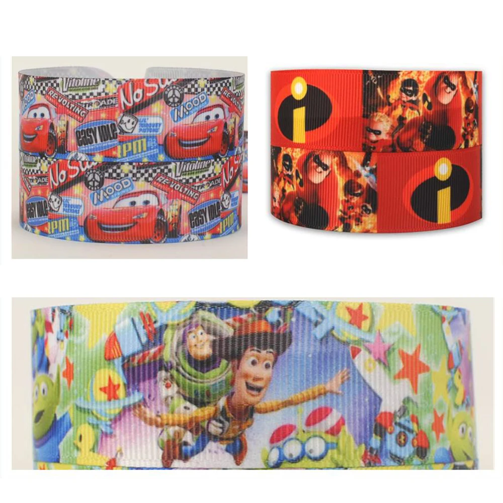 25mm 1inch Toy Story Cars Disney Character The Incredibles Grosgrain Ribbon Bow Flower 50 Yards Woody Buzz Lightning McQueen Set | Дом и сад
