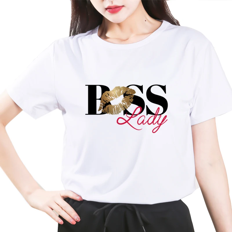 

Lady Boss Letters Printed Tshirt Women Casual Funny t shirt For Lady Girl Top Tee 90s Streetwear Fashion Aesthetic Tshirt Female