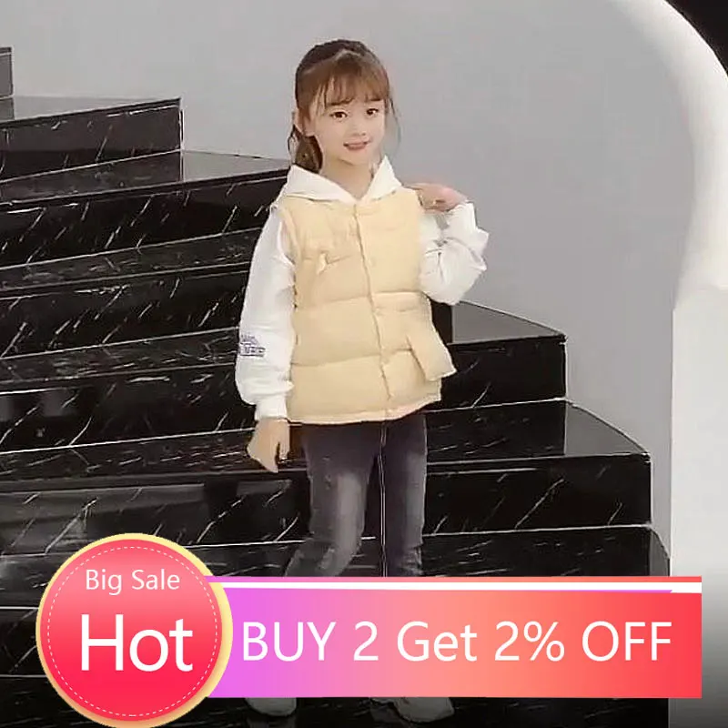 Зимний жилет для мальчиков 2019 г. Осенний пуховый девочек тонкие хлопковые куртки