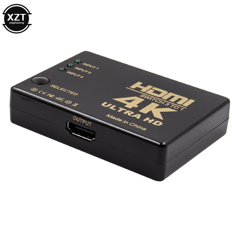 Переключатель HDMI 3x1 4K * 2K 1080P 3-портовый селектор-адаптер сплиттер Ultra HD для HDTV Xbox PS3