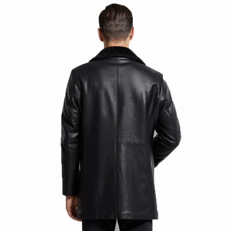 Зимняя теплая кожаная куртка из овчины мужское высококачественное меховое