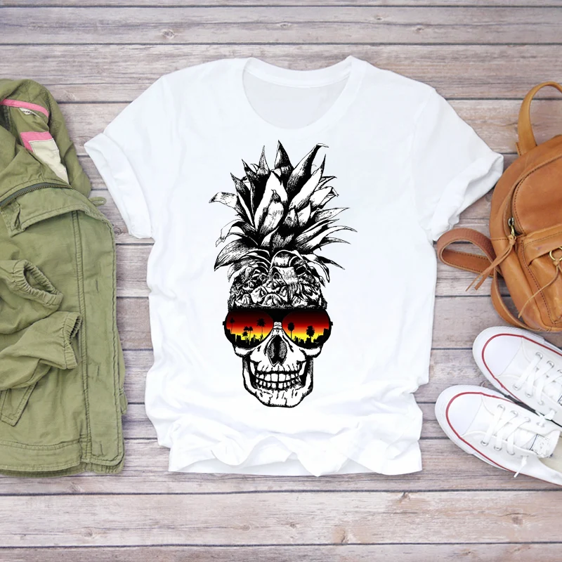 

Women 2020 Cartoon Dog Funny Pineapple Womens T-shirts Top T Graphic Female Tee T-Shirt Summer Fruit Shirt