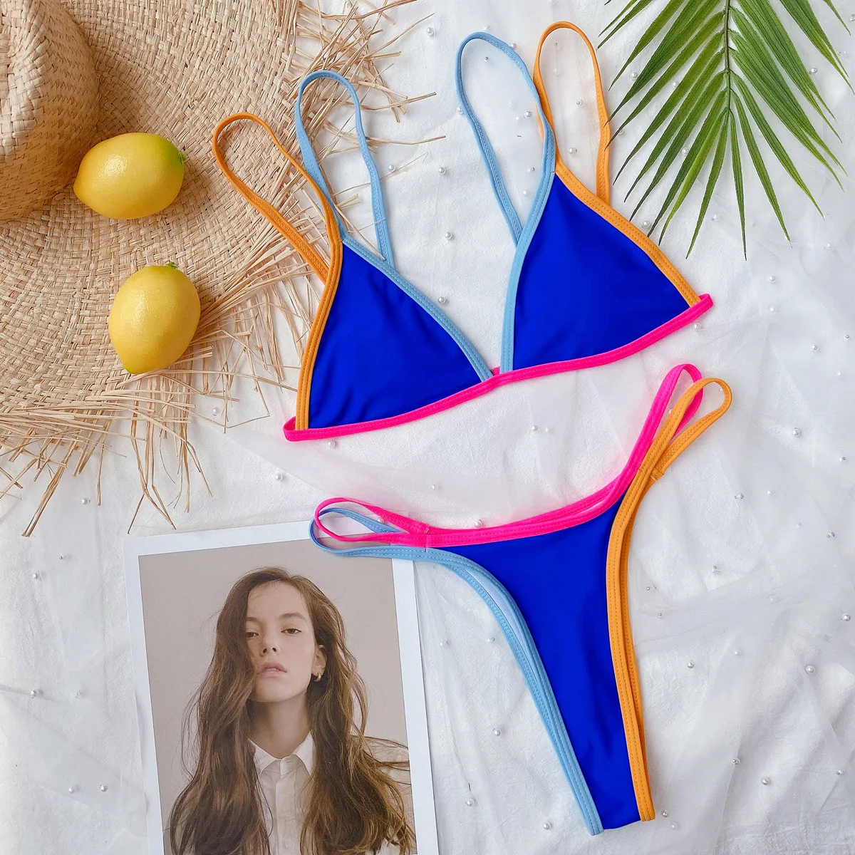 

Swimsuit 2021 Outer Single Bikini Solid Color Bikini Ladies Split Swimsuit Triangle Bikini Bathing Suit Women Push Up Swimwear
