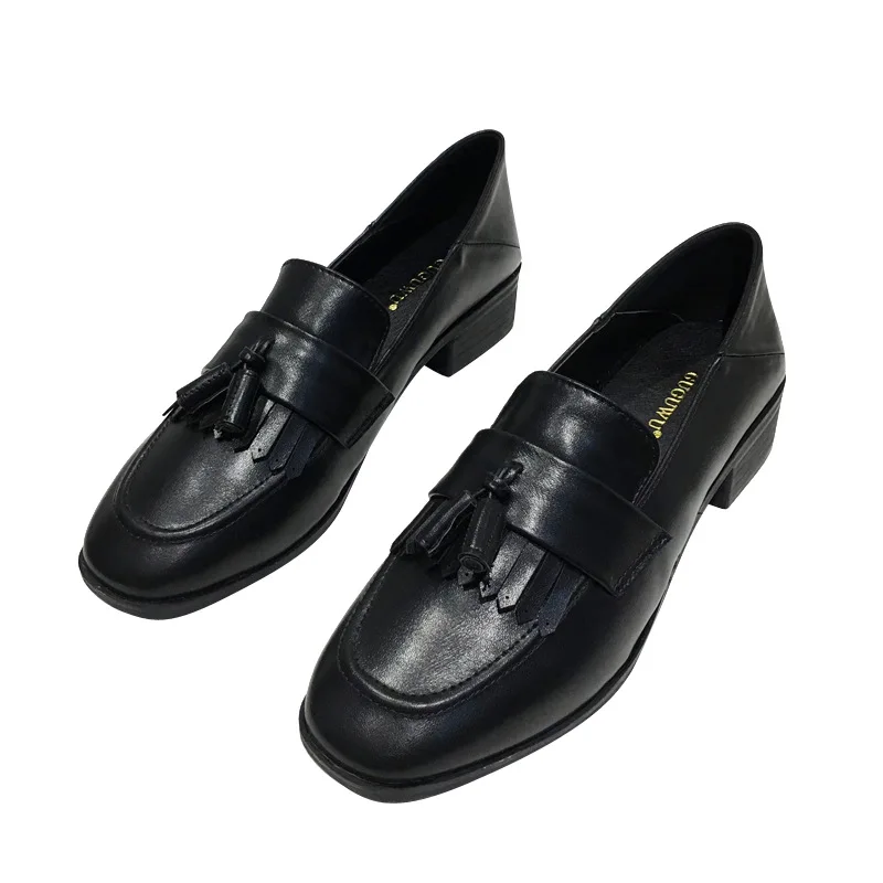 

Square Toe Womens Derby Shoes All-Match Loafers With Fur Autumn Casual Female Sneakers Flats Modis Leather New Slip-on Fall Dres