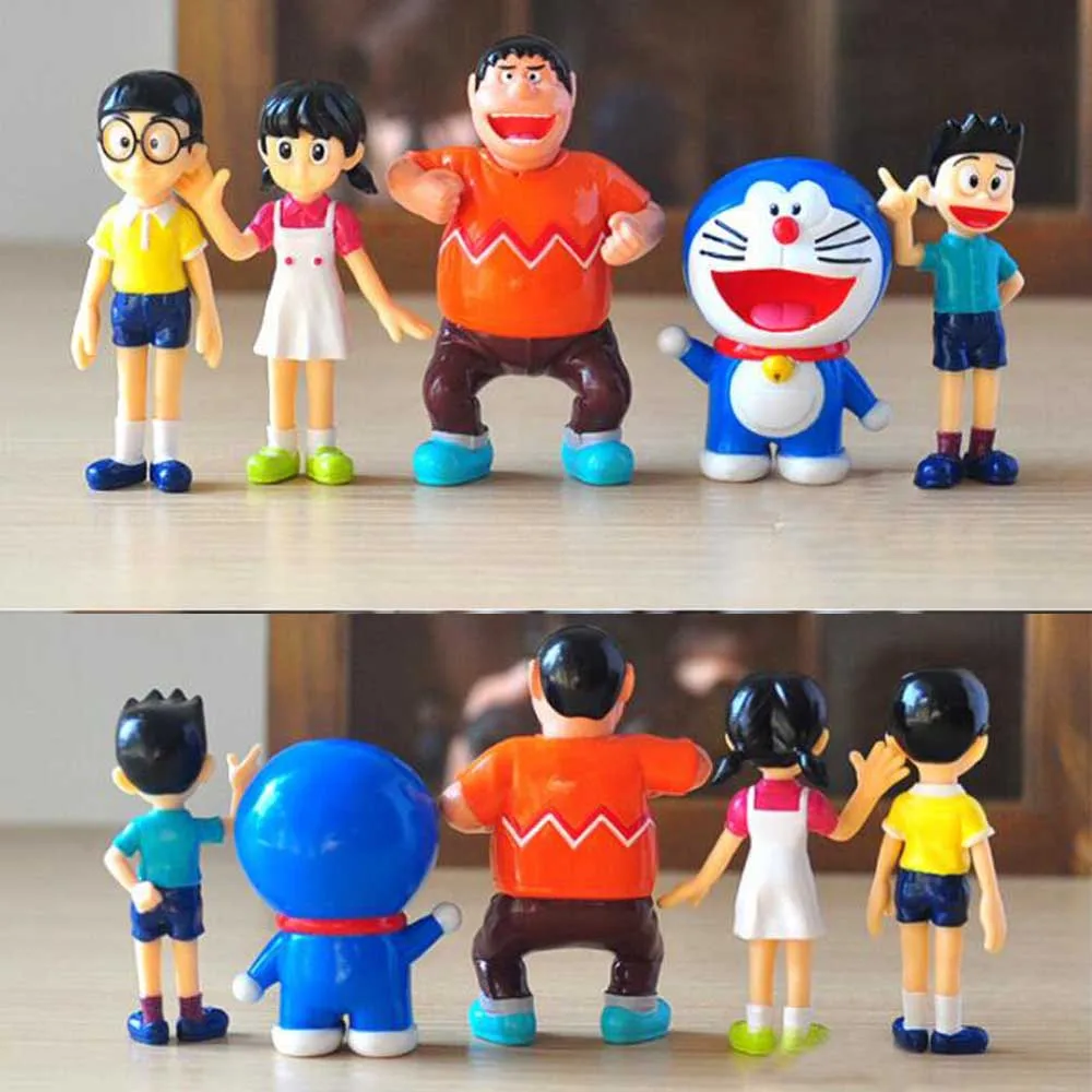 

5Pcs/Set Creative Micro Garden Landscape Decoration Doll Doraemon Family Portrait PVC Action Figures Toy Kid Christmas Gifts