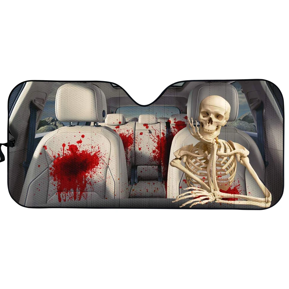 

Skeleton Horror Skull Windshield Sunshade Car Window Windscreen Cover Sun Shade Auto Sun Visor Car-covers Car Solar Protection