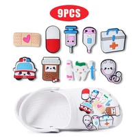 hot sale medical 9pcslot pvc shoe charms accessories decorations pill blood bag viscera tooth for shoe charms kids x mas