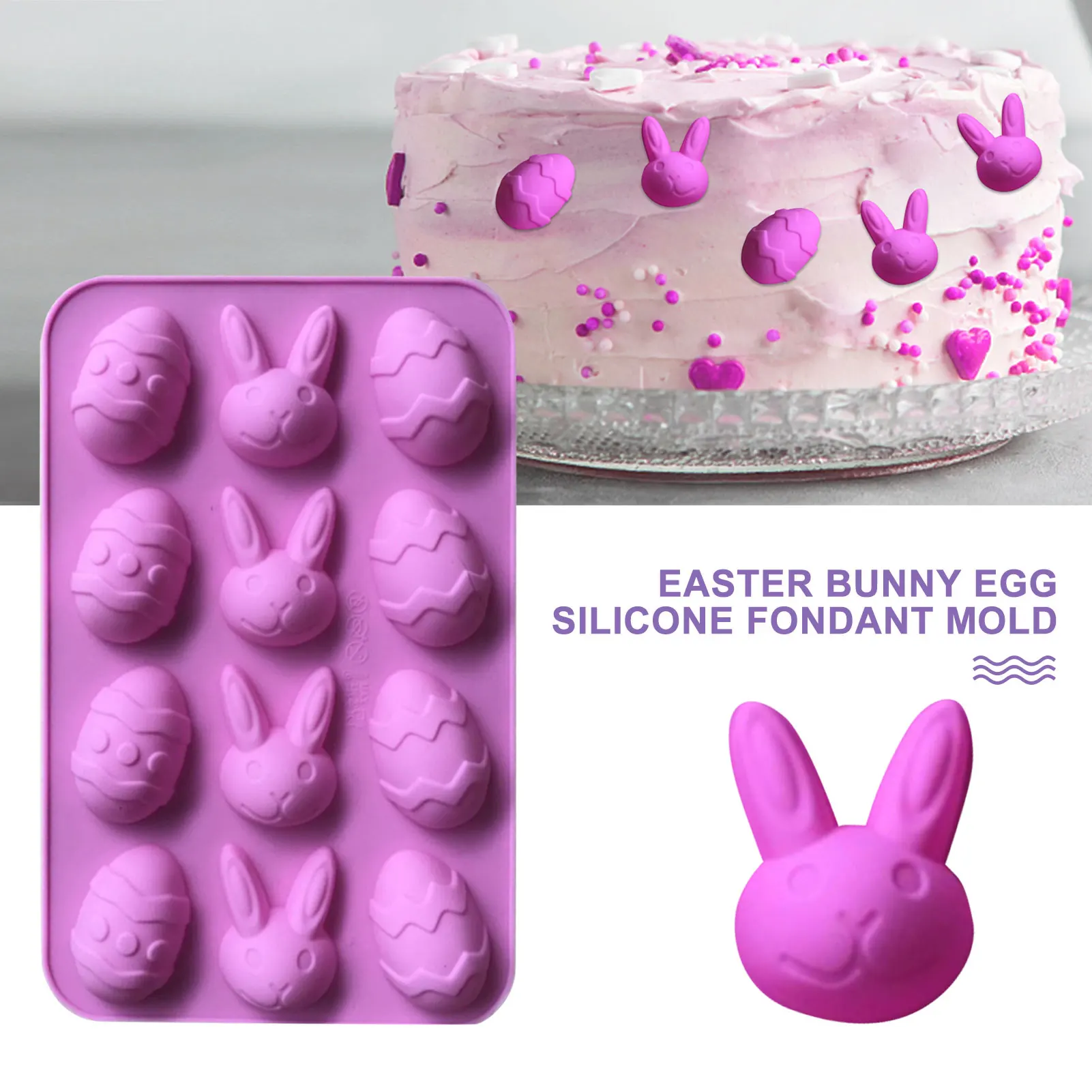 

Easter Bunny Egg Silicone Fondant Mold Chocolate Ice Mould Tray food-grade organic silicon Easy to Clean Nonstick and Exquisite