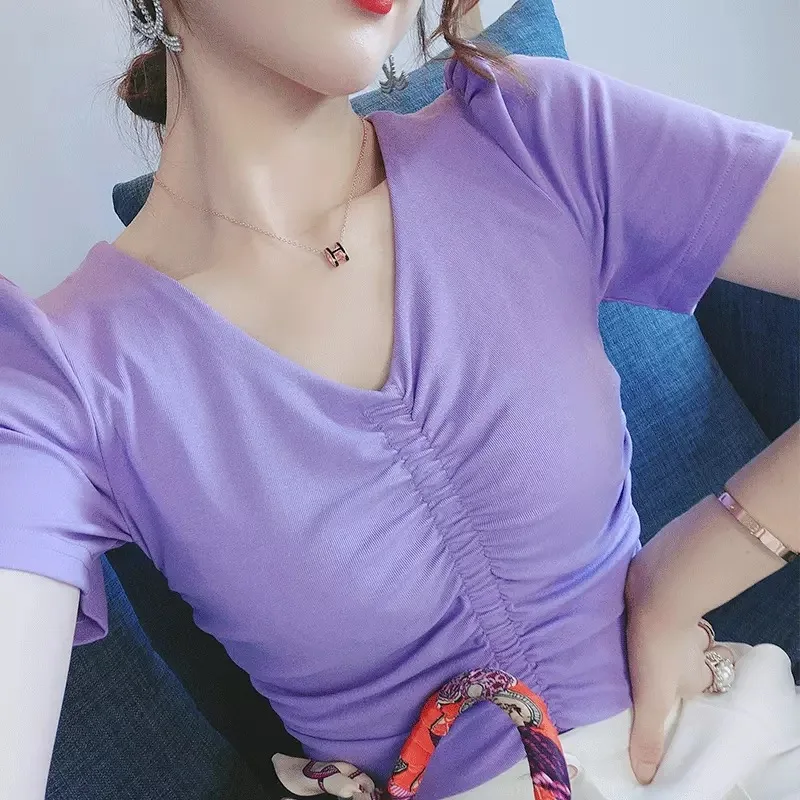 

Summer 2020 short sleeve t shirt Women Top pink Garment