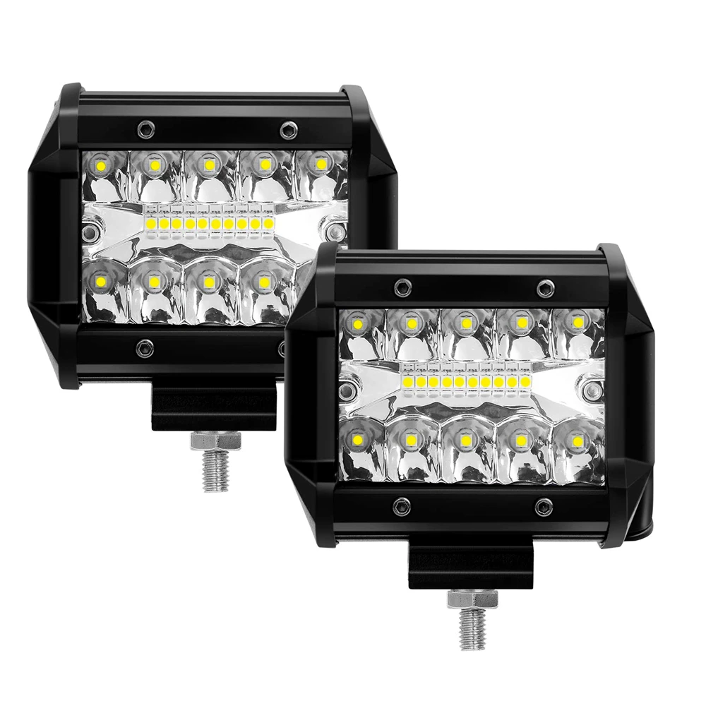 2Pcs 4Inch LED Work Lights Pod yellow white Triple Row Cubes Offroad Driving Light For Pickup Truck ATV UTV SUV Boat | Автомобили и