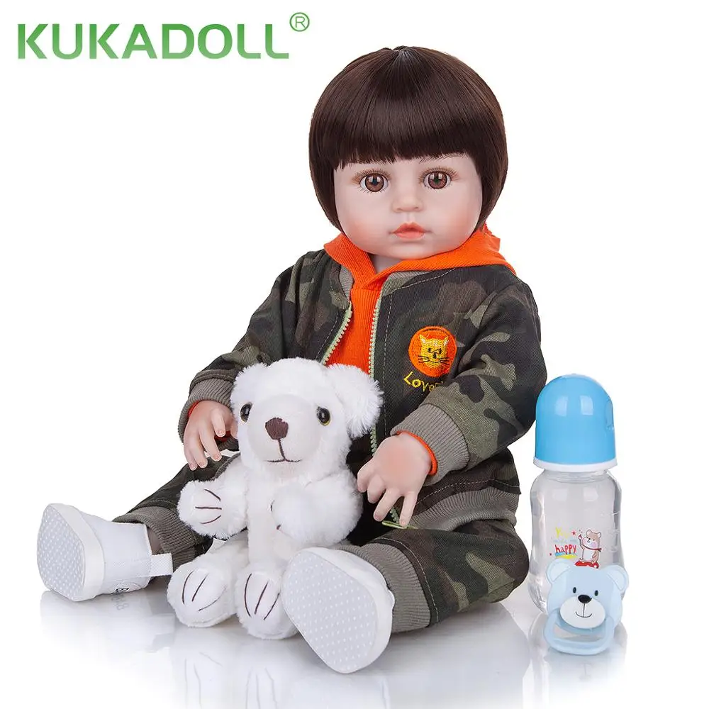 

KUKADOLL 19 Inch Full Silicone Body Reborn Boy Baby Toddler Dolls Baby Toddler For Children Gift Christmas Present