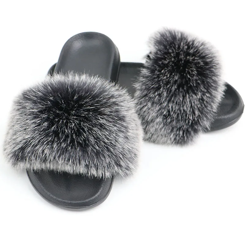 

Fur slippers for women's wear 2021 new fox hair like home sandals for summer