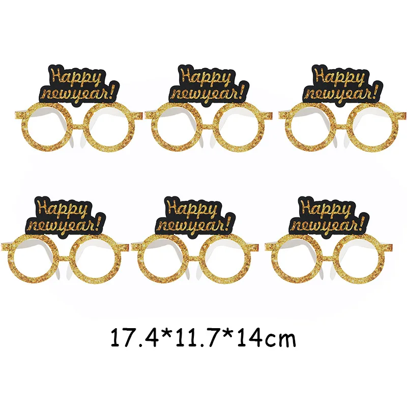 6pcs glasses Фольгированные воздушные шары с новогодним декором, воздушные шары с круглыми цифрами, новогодние вечерние шары, воздушные шары для рождественской вечеринки - Цвет: 6pcs glasses