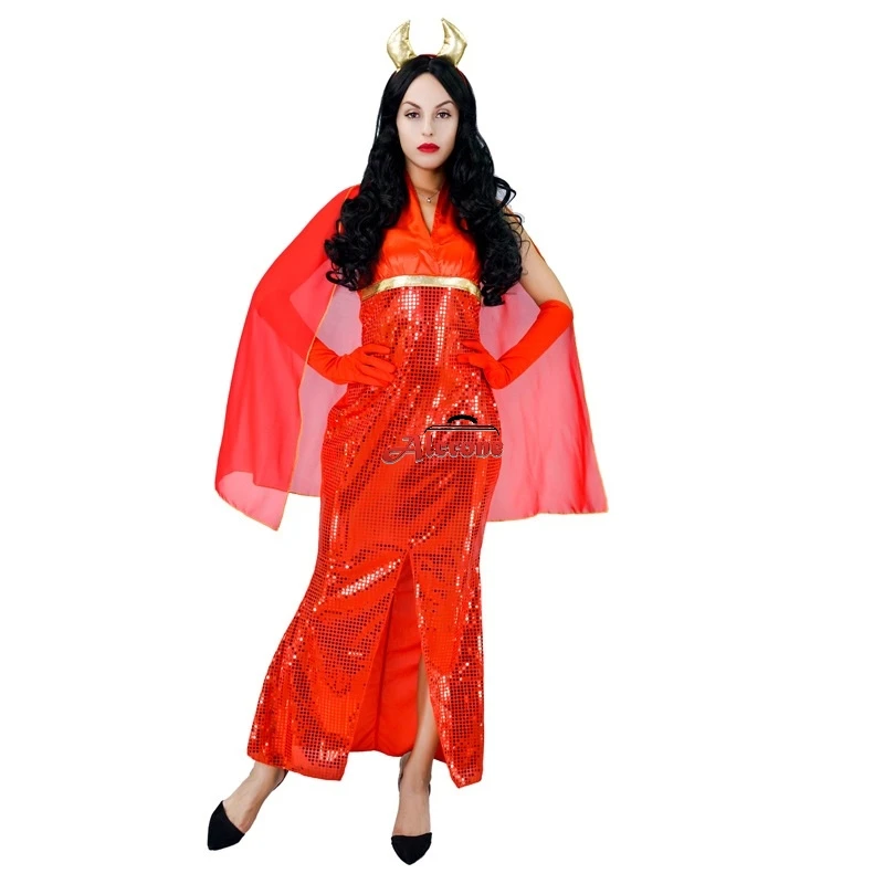 Карнавал косплей сценический костюм Красный дьявол платье Взрослые женщины