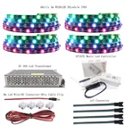 WS2812B RGB светодиодная ленсветильник индивидуально Адресуемая WS2812 IC SP107E Bluetooth музыкальный регулятор, 5 в постоянного тока, трансформатор питания