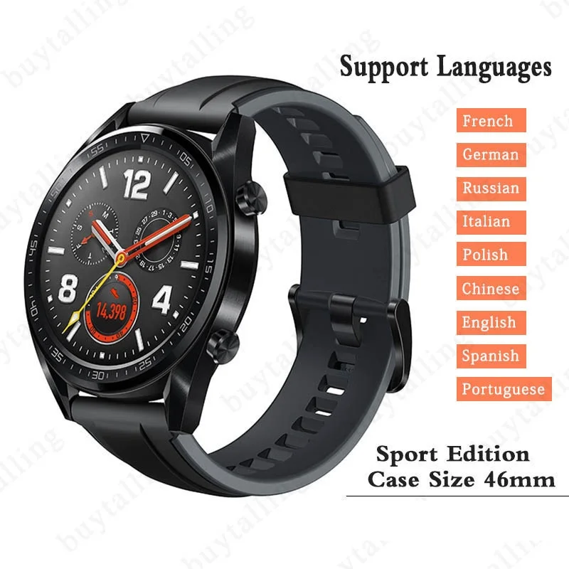 Huawei Watch GT Смарт часы Экстра Долгое время работы от батареи для Android iOS Поддержка водонепроницаемый телефонный звонок частота сердечных сокращений gps - Цвет: CN black Sport