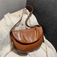 burminsa semicircle saddle crossbody shoulder bags for women brand designer large capacity wide strap folds ladies handbags 2021