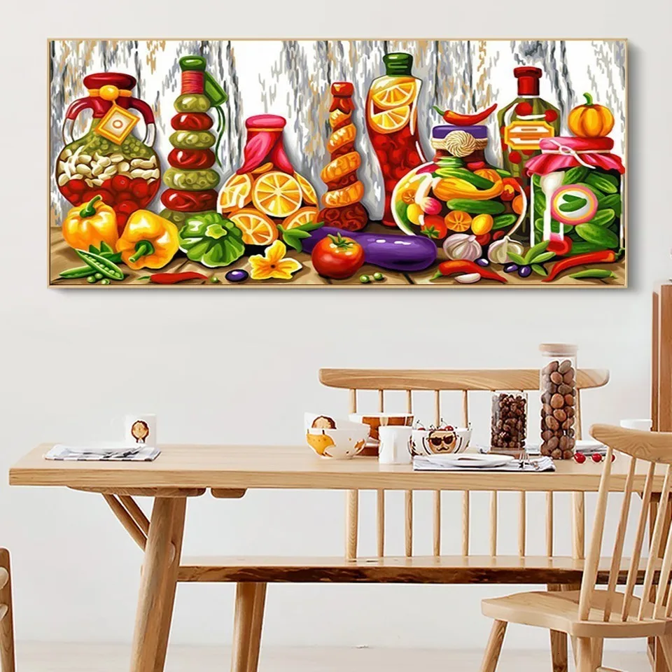 AZQSD Алмазная вышивка с фруктами, декор для кухни, настенная алмазная живопись, полная дрель, квадратная мозаика, рождественские украшения для дома 40x80