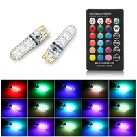 2x t10 led 194 168 w5w 5050 smd rgb car dome reading light automobiles wedge lamp rgb led bulb with remote controller