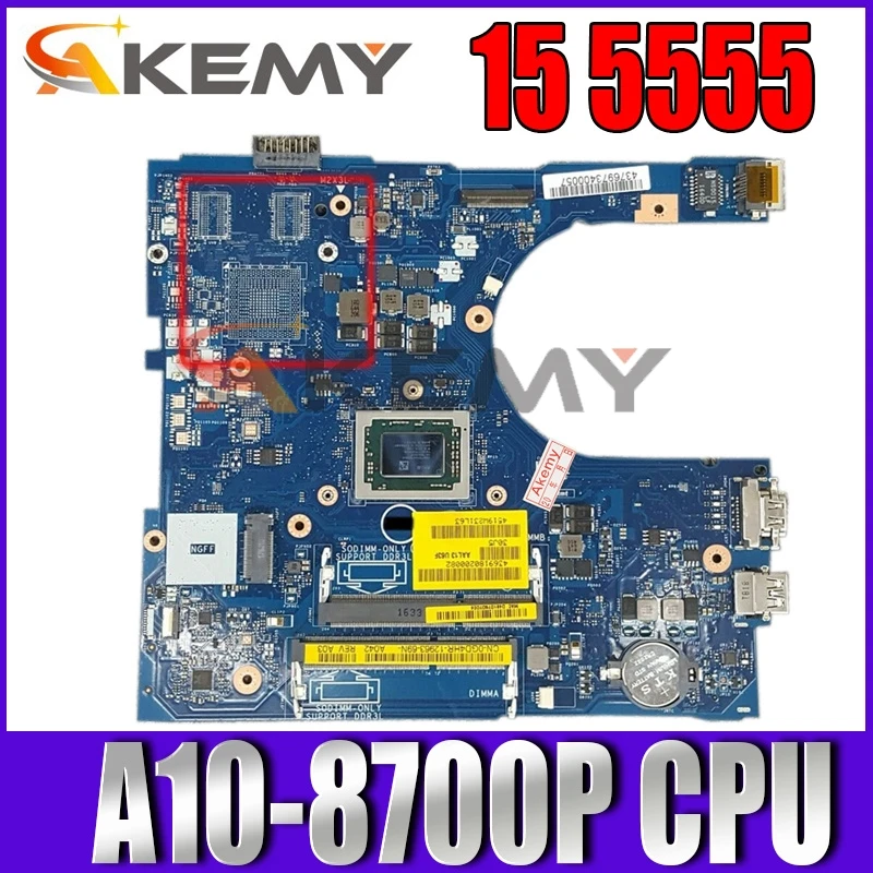 

100% WORKING For DELL Inspiron 15 5555 Motherboard With A10-8700p CPU 0GD4HR GD4HR AAL12 LA-C142P mainboard DDR3L testd ok
