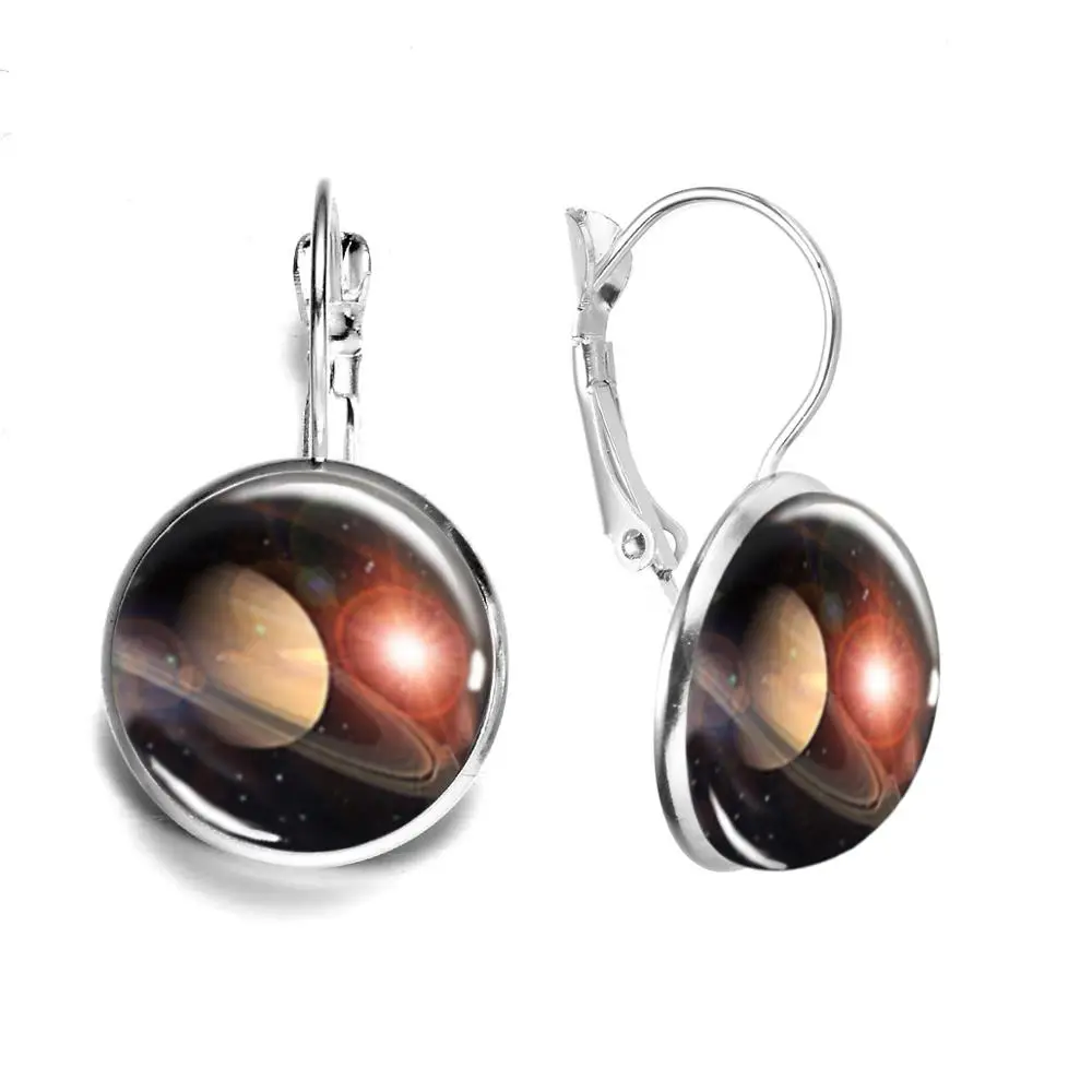 Сережки со стеклянным куполом и изображением планеты земли | Украшения