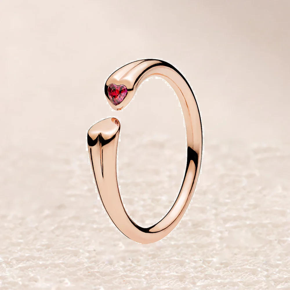 

186570CZR ROSE TWO HEARTS RING