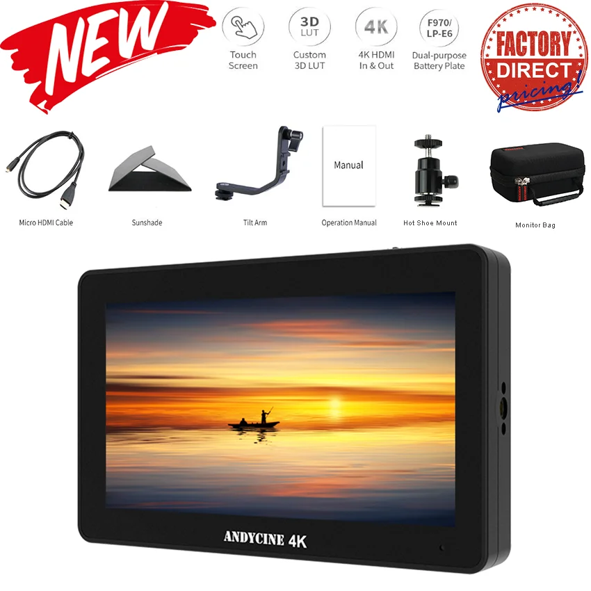 Andycine A6 Plus камера с сенсорным экраном полевой монитор 5,5 дюймов ips Full HD Дисплей HDMI 4K вход/выход СВЕТОДИОДНЫЙ подсветка с 3D LUT