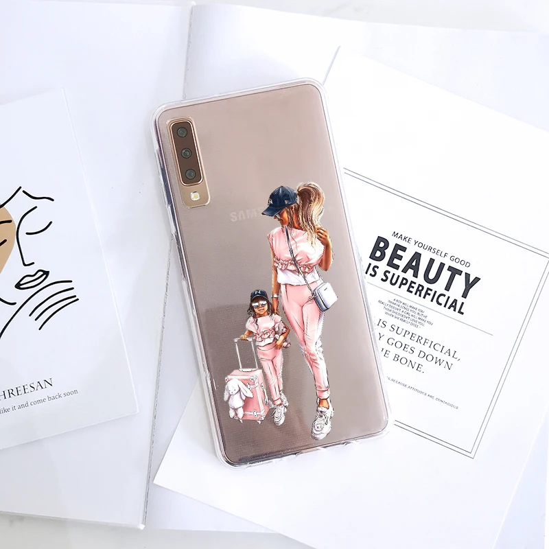 Girl Baby Women Mom Phone Case For Samsung A6 A8 Plus 2018 Soft Silicone Back Cover For Samsung Galaxy A3 A5 A7 2016 2017 2018