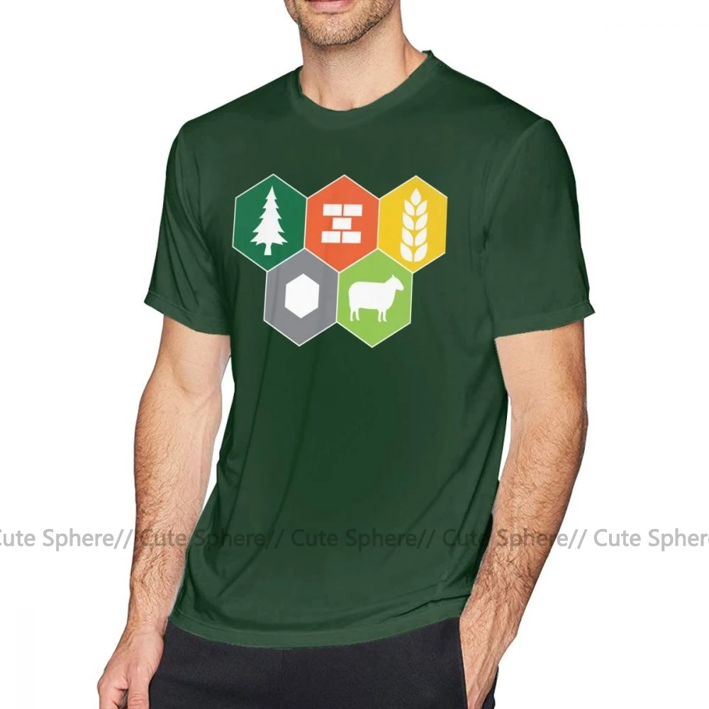 Catan, футболка, Settlers Of Catan Fan, футболка, забавная футболка с коротким рукавом, футболка для мужчин, с графическим рисунком, для пляжа, хлопка, большая футболка - Цвет: Dark Green