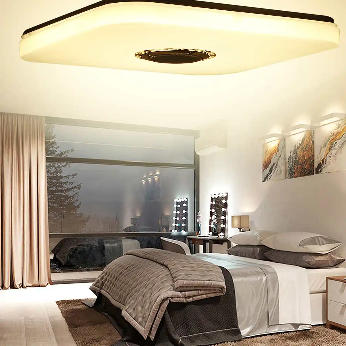 Wifi современный RGB Диммируемый музыкальный потолочный светильник с пультом