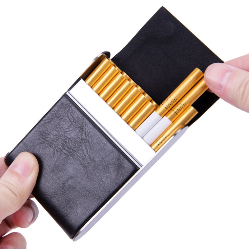 

Leather 20pcs Cigarette Container Case Bank Card Cigarette Box Tobacco Holder Mini Storage Box Father Male Friend Lover Gift Men