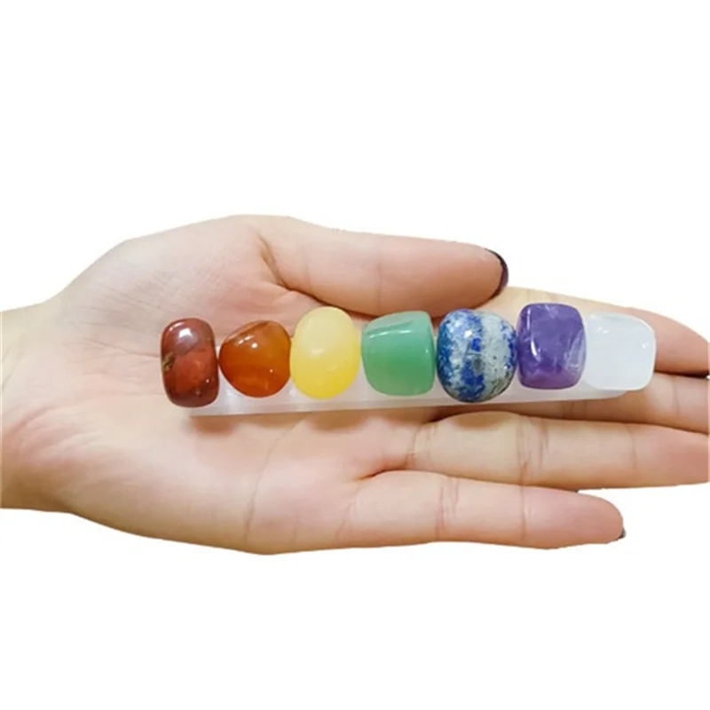 

7 Чакра селенит-карандаш, натуральный кварц, ручная работа, кристалл, разобранные камни для исцеления Рейки