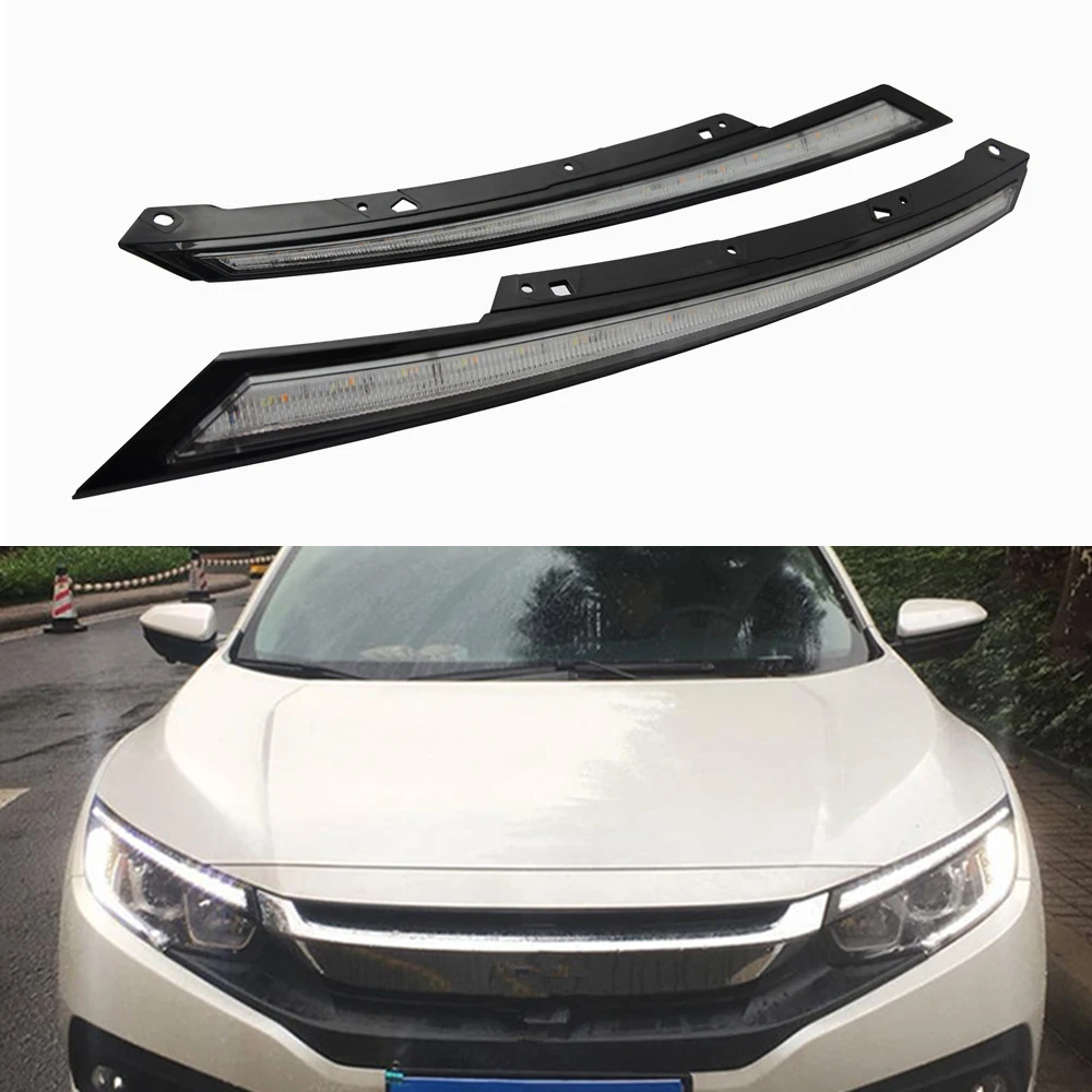 Для Honda Civic 2016 2017 2018 2019 2020 мигающий светодиодный налобный фонарь дневные ходовые