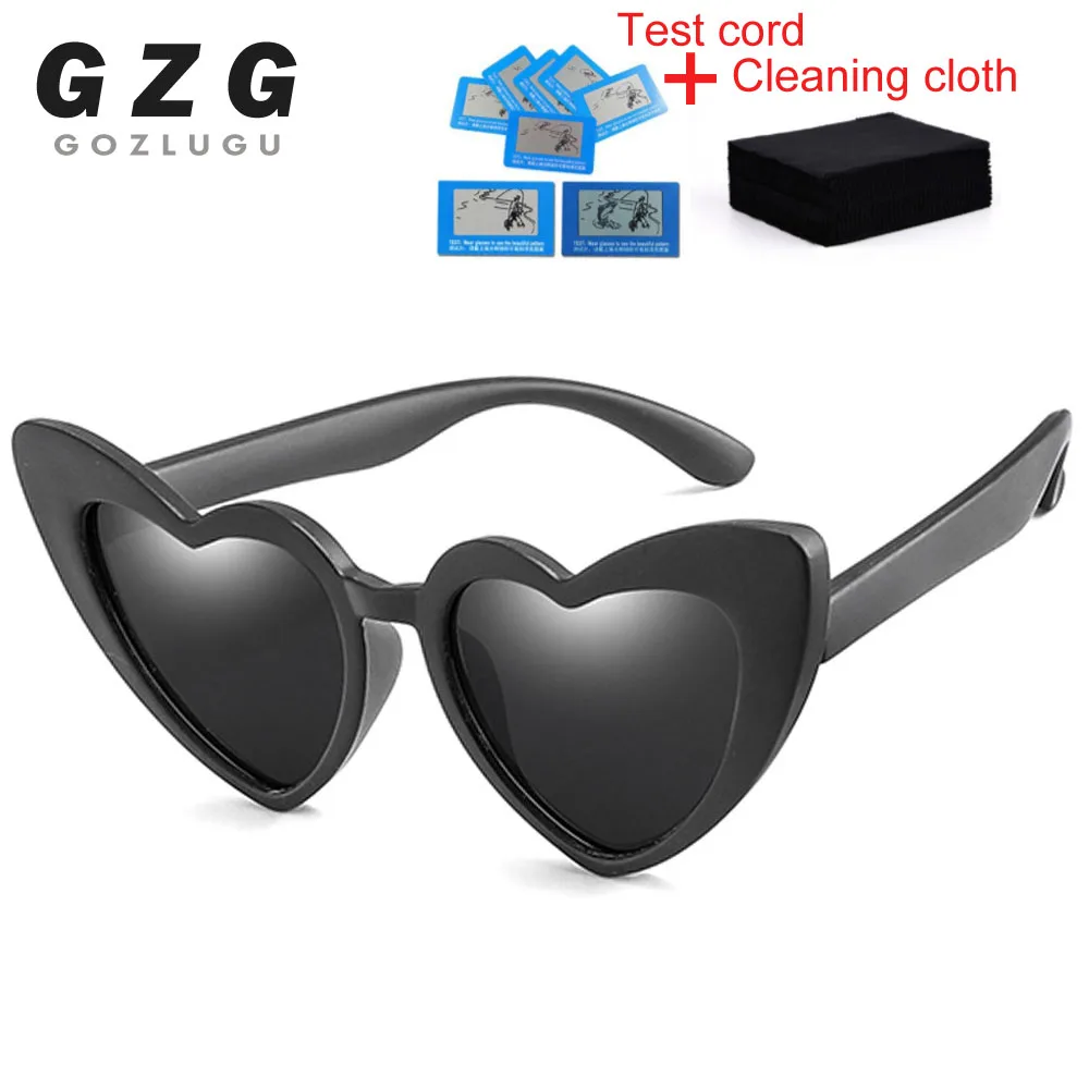 TR90 детские поляризационные солнцезащитные очки с сердечками для девочек и