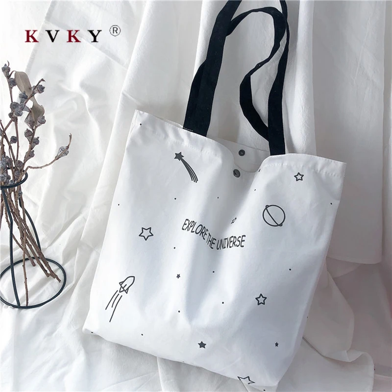 Canvas Tote Bag for Women 2020 Female Handbags Eco Reusable Cloth Shopping Student Book Bags Ladies Casual Shopper Black | Багаж и сумки