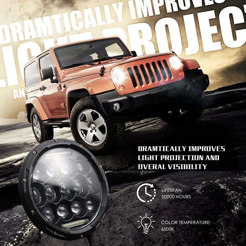 

7-дюймовая 200 Вт круглая светодиодсветильник фара с дневными хосветодиодный выми огнями DRL, дальний и ближний свет для Jeep Wrangler JK TJ LJ мотоцикла