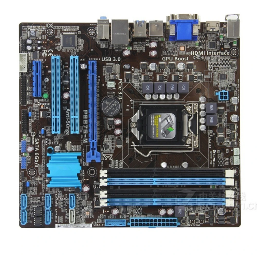 Б/у рабочего Материнская плата для ноутбука Asus P8B75 M intel B75 разъем LGA 1155 i3 i5 i7 DDR3 SATA3
