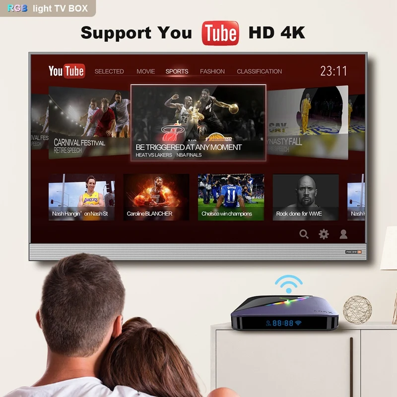 Приставка Смарт ТВ A95X F3 S905X3 с RGB светильник Android 9 0 поддержка Plex 4K Airplay и