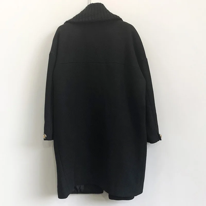 Женское шерстяное пальто двубортное с отложным воротником длинное для зимы |