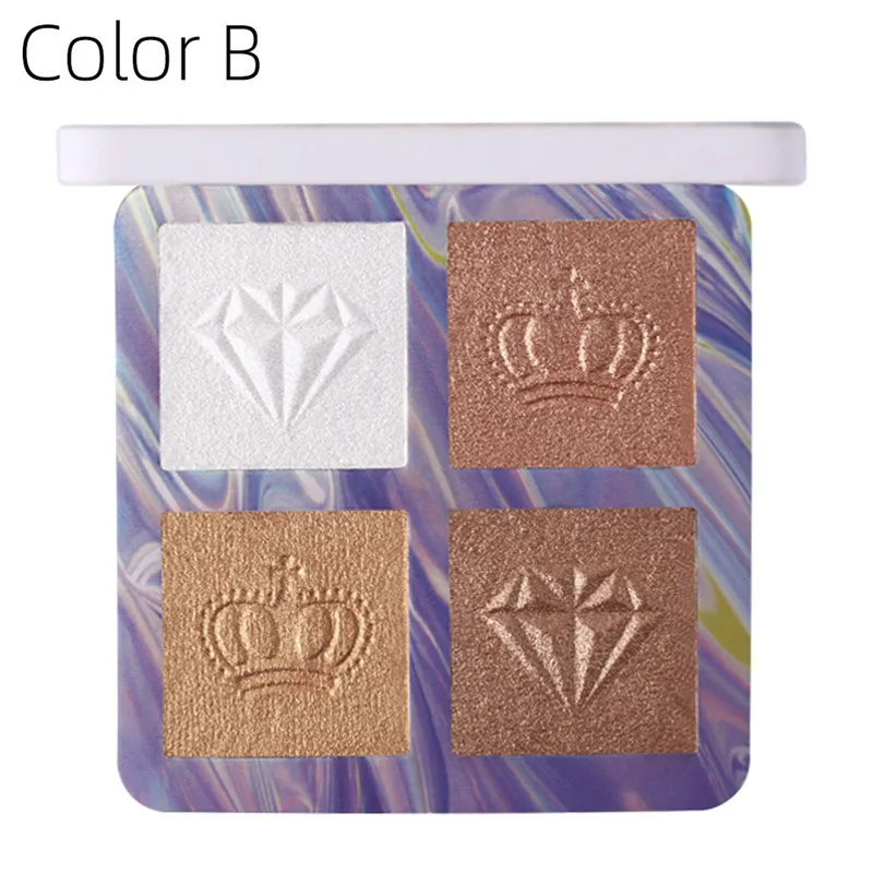 4 вида цветов хайлайтер пудра палитра осветляет кожу блеск Шиммер Контурирование
