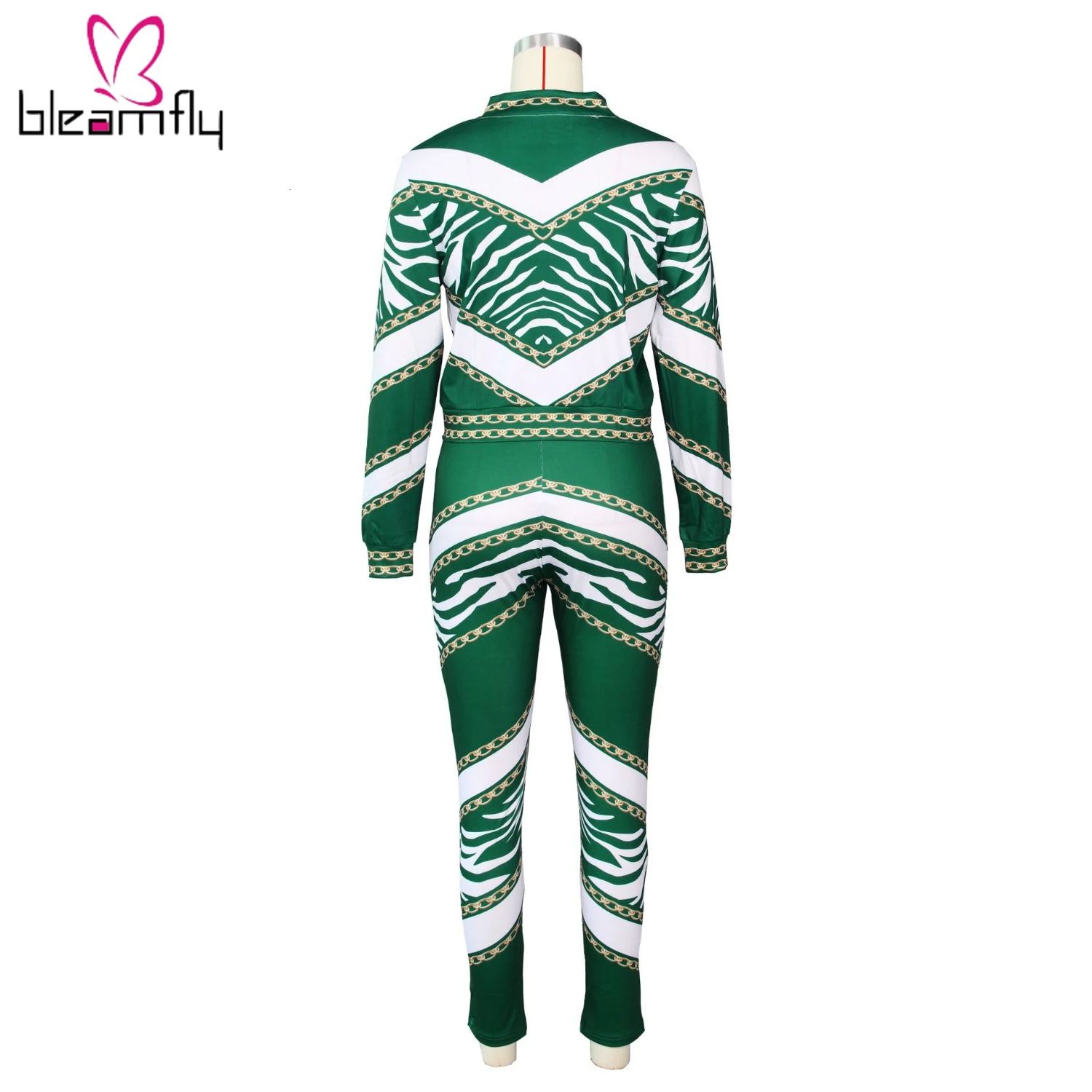 Женский новый модный Тренч на молнии с цепочкой и полосками топ брюки карандаш