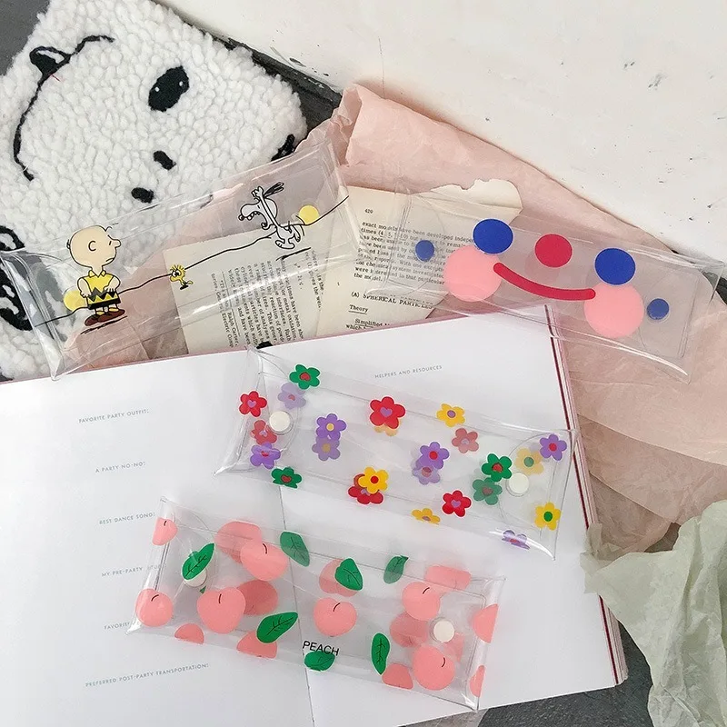 Милый мешочек для карандашей прозрачный Элегантный чехол ручек с цветами Ins Cloud