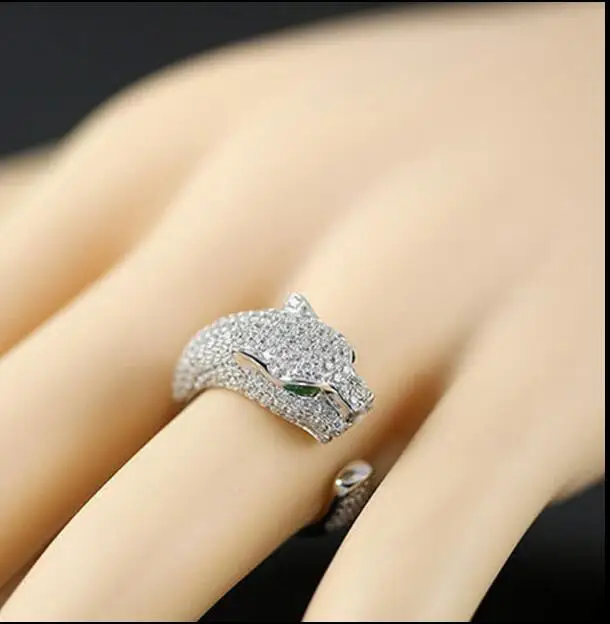 Женское кольцо с головой леопарда из стерлингового серебра S925 пробы роскошное