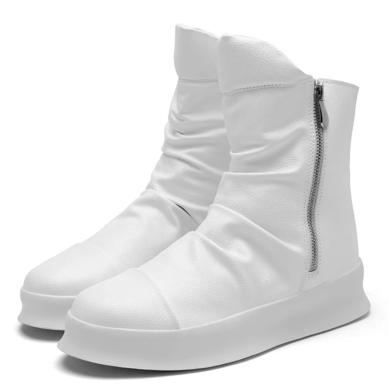 Модные ботинки на молнии мужские кожаные роскошные Брендовые ботильоны для